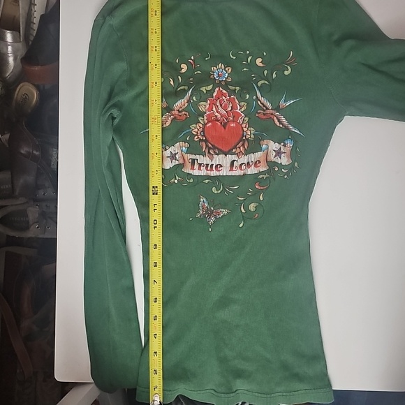 2 Women's Long Sleeve Tops...Black And Green - Picture 9 of 10